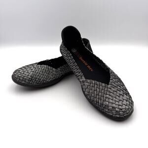 Bernie Mev Catwalk Womens 4.5/5 EU 35 Silver Woven Elastic Ballet Flats Comfort